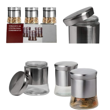 Conjunto 3 Potes Vidrio