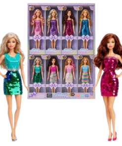 Muñeca con vestido de lentejuelas