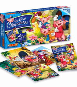 4 puzzle y 1 libro
