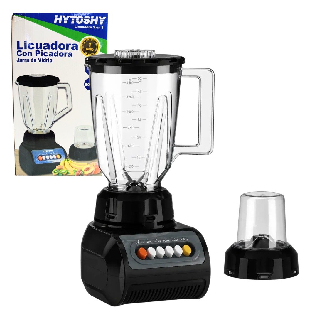 Licuadora Y Picadora 2 En 1 Jarra Vidrio 1.5l 500w