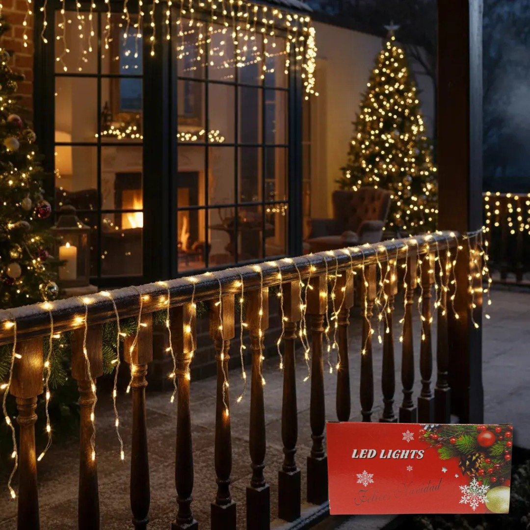 Lluvia Cortina Led 320 Luces 6 Mts Calida