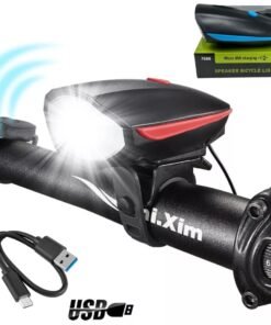 Luz de bici solar recargable usb con bocina